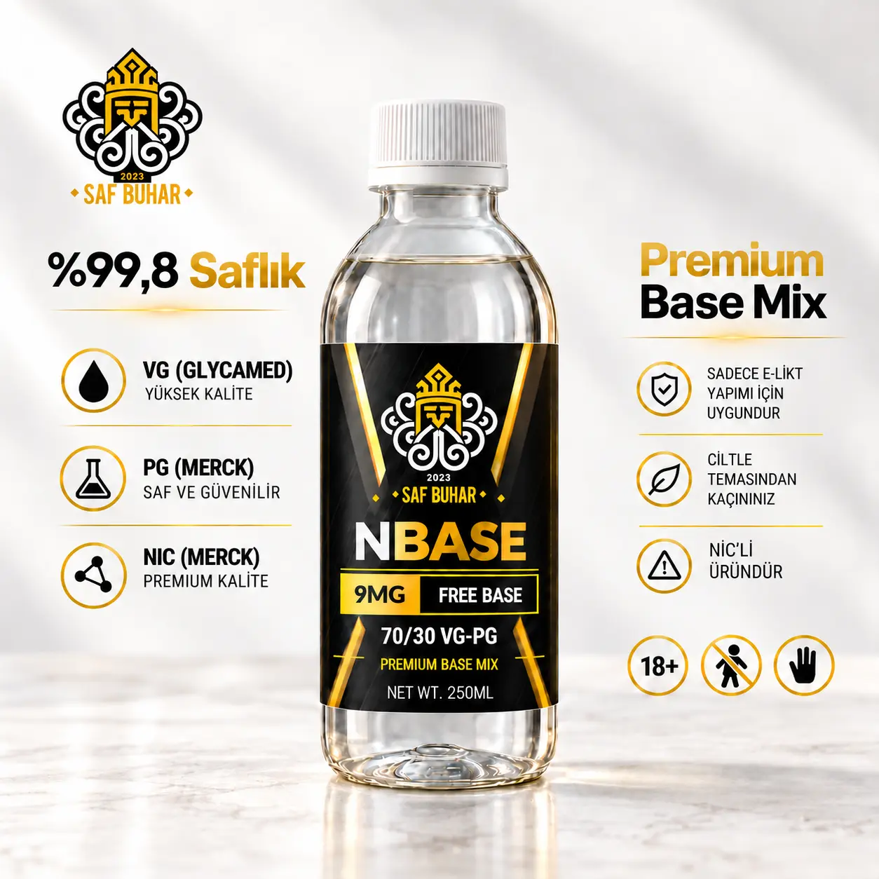 Img_4404 Saf buhar premium n-base likit bazı 9mg | 70vg / 30pg - görsel 1