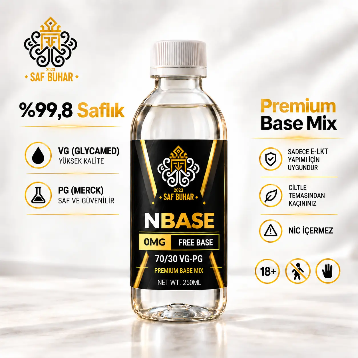 Saf Buhar Premium N-Base Likit Bazı 0MG – 70VG / 30PG