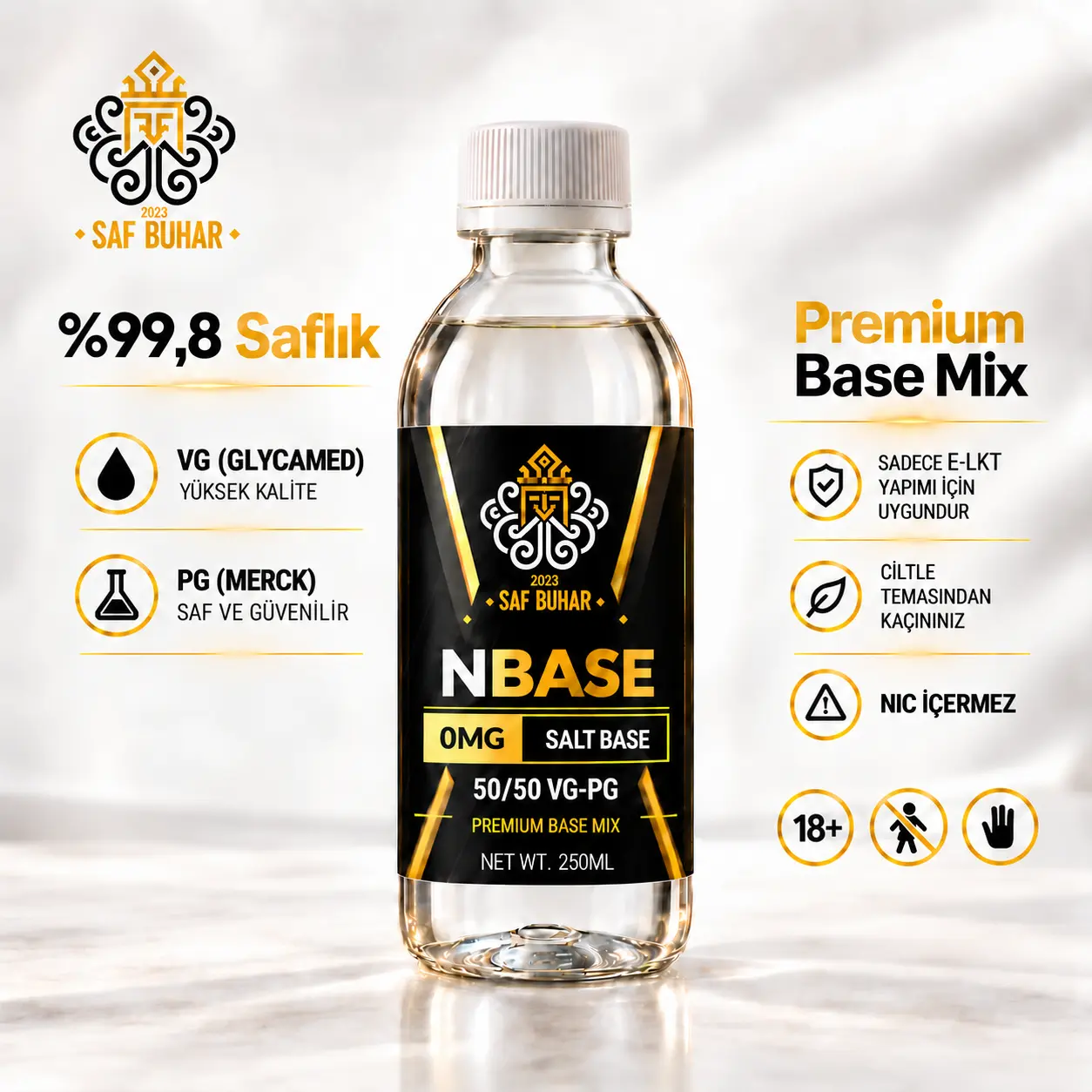 Saf Buhar Premium N-Base Likit Bazı 0MG – 50VG / 50PG